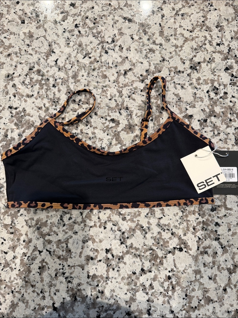 SET Active Black Leopard-Trim Bra
